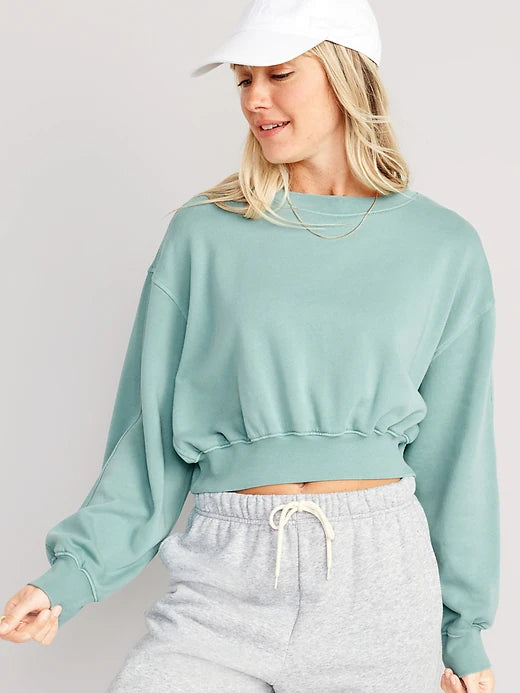 Cropped Fleece Sweatshirt
