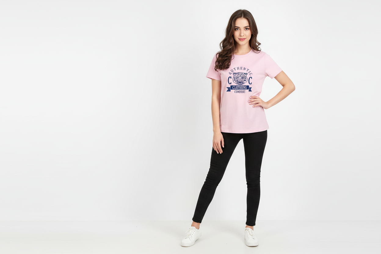 Basic Graphic T Shirt Pink