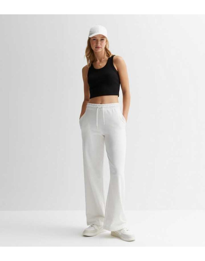 White wide leg joggers sale