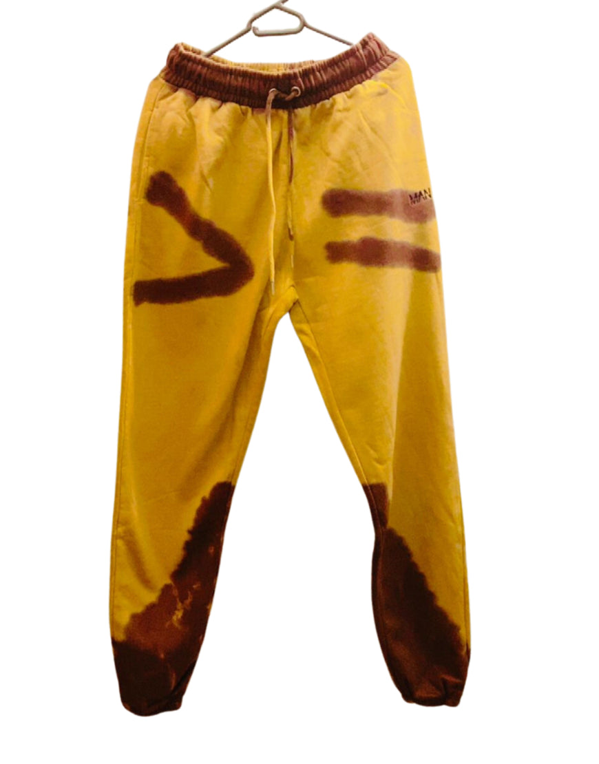 Tie Dyed Sweatpant in Mustard & Brown