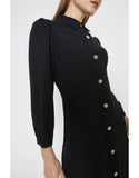 Crepe Button Through Denim Shirt Dress-AQ0017